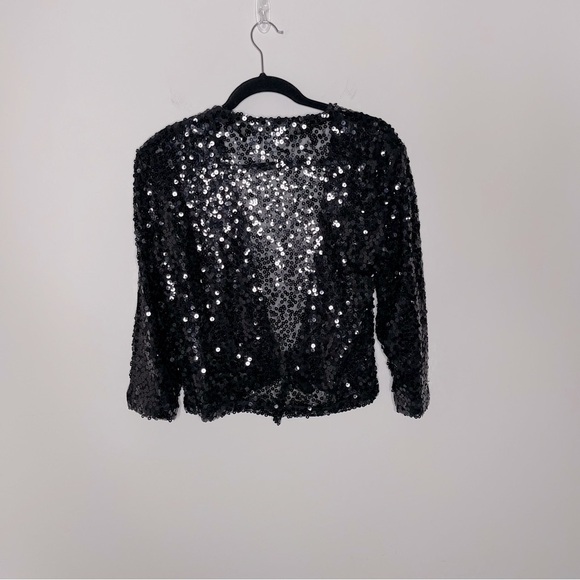 Chico’s Travelers Collection Sequin Ginger Jacket holiday party black tie - Picture 8 of 13